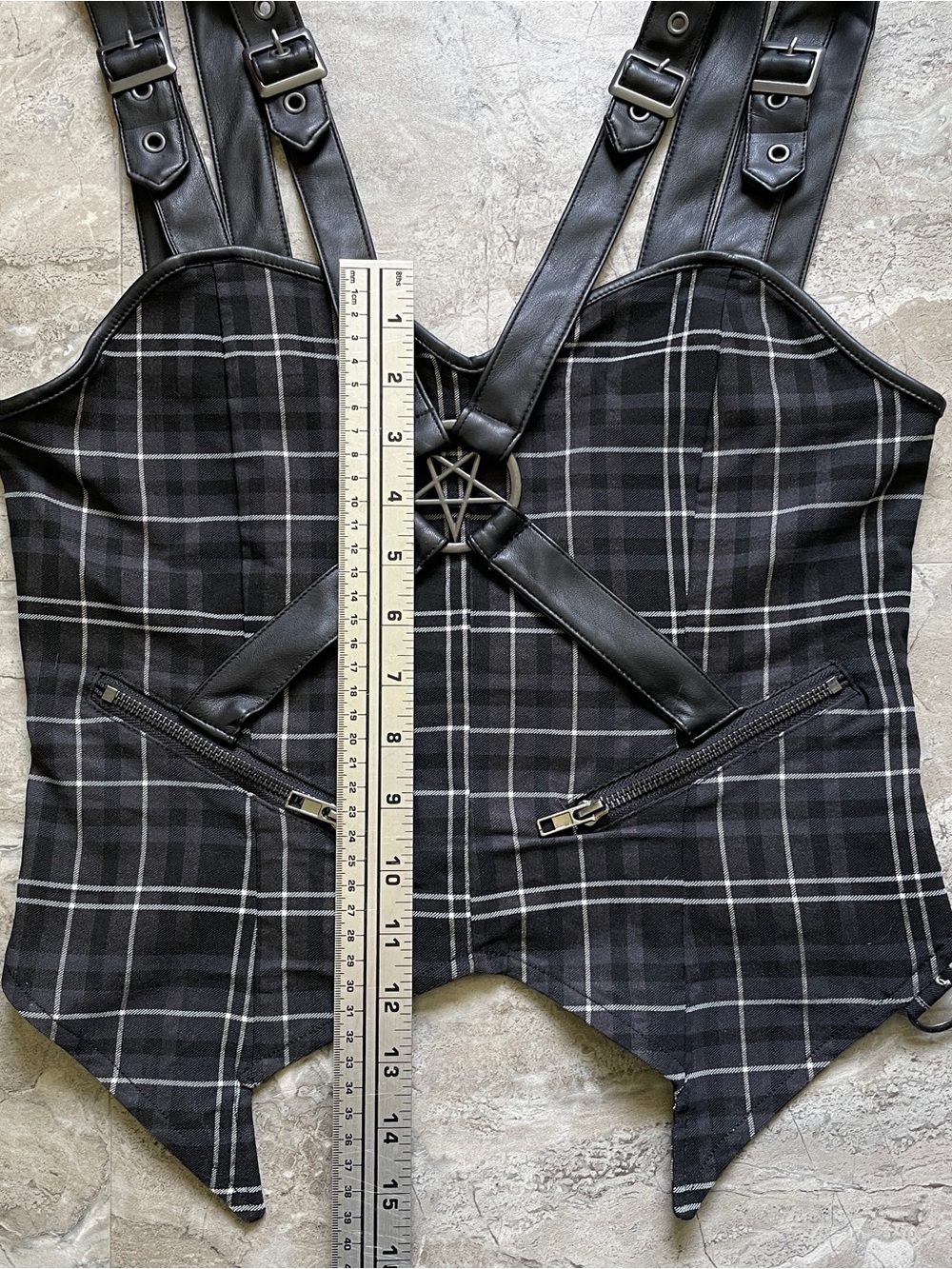 Killstar Black Plaid Gothic Harness Corset Top - Picture 7 of 8